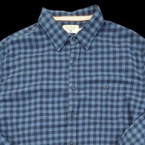 The Normal Brand Flannel Shirt Men L Blue Gingham Cotton Long Sleeve Lightweight